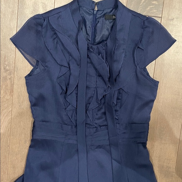 Chic Navy Ruffle Mini Dress - Picture 2 of 4